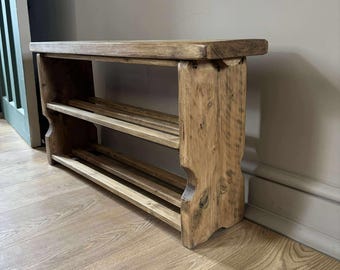 Rustic shoe rack bench reclaimed wooden bench entryway mudroom bench made to order bench bespoke furniture