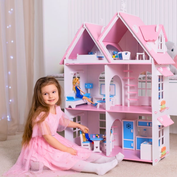 Casa delle bambole per parco giochi al coperto per bambini, kit di mobili per casa delle bambole, arredamento per sala giochi con giocattoli prescolari, regalo per bambina