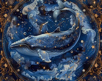 Foulard Animal Baleine Bleue