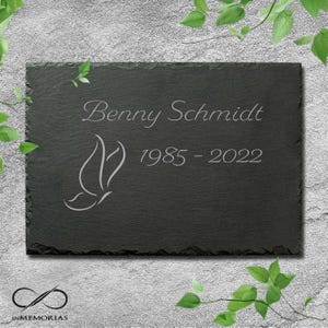 Slate memorial plaque, various sizes, with engraving, memorial stone, burial plaque, slate plaque for grave and urn grave 33