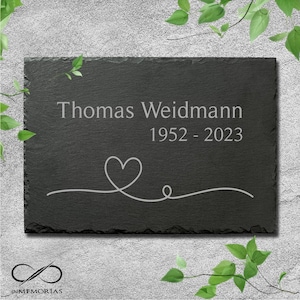 Slate memorial plaque, various sizes, with engraving, memorial stone, burial plate, slate plate for grave and urn grave 4