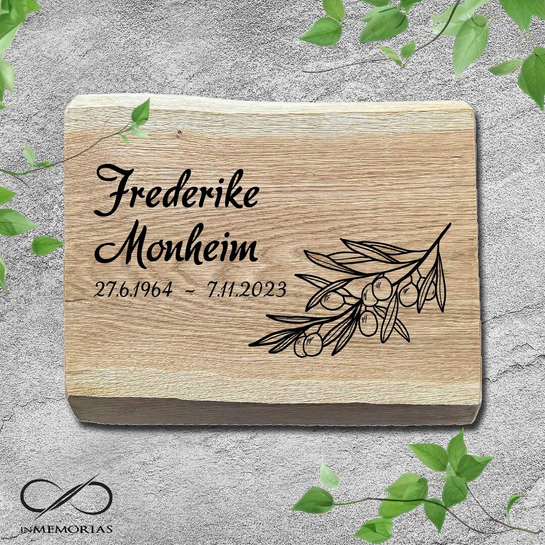Inscription Plate for Grave and Urn Grave Made of Oak With Tree Edge ...