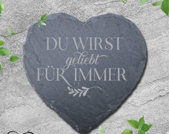 Decorative stone, heart, keepsake, dedication, slate plate DS7