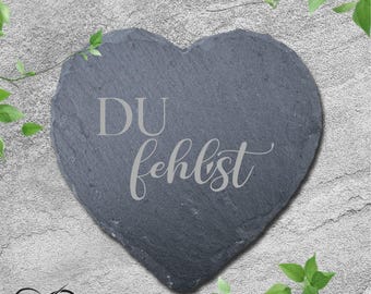 Decorative stone, heart, keepsake, dedication, slate plate DS9