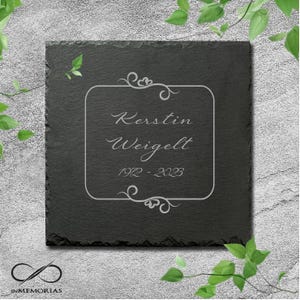 Slate memorial plaque, various sizes, with engraving, memorial stone, burial plate, slate plate for grave and urn grave 45