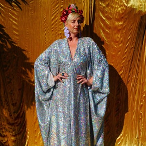 drag queen sequined dress Fuchsia Butterfly Sequin Drag Queen Dress with Flowing Wing Sleeves