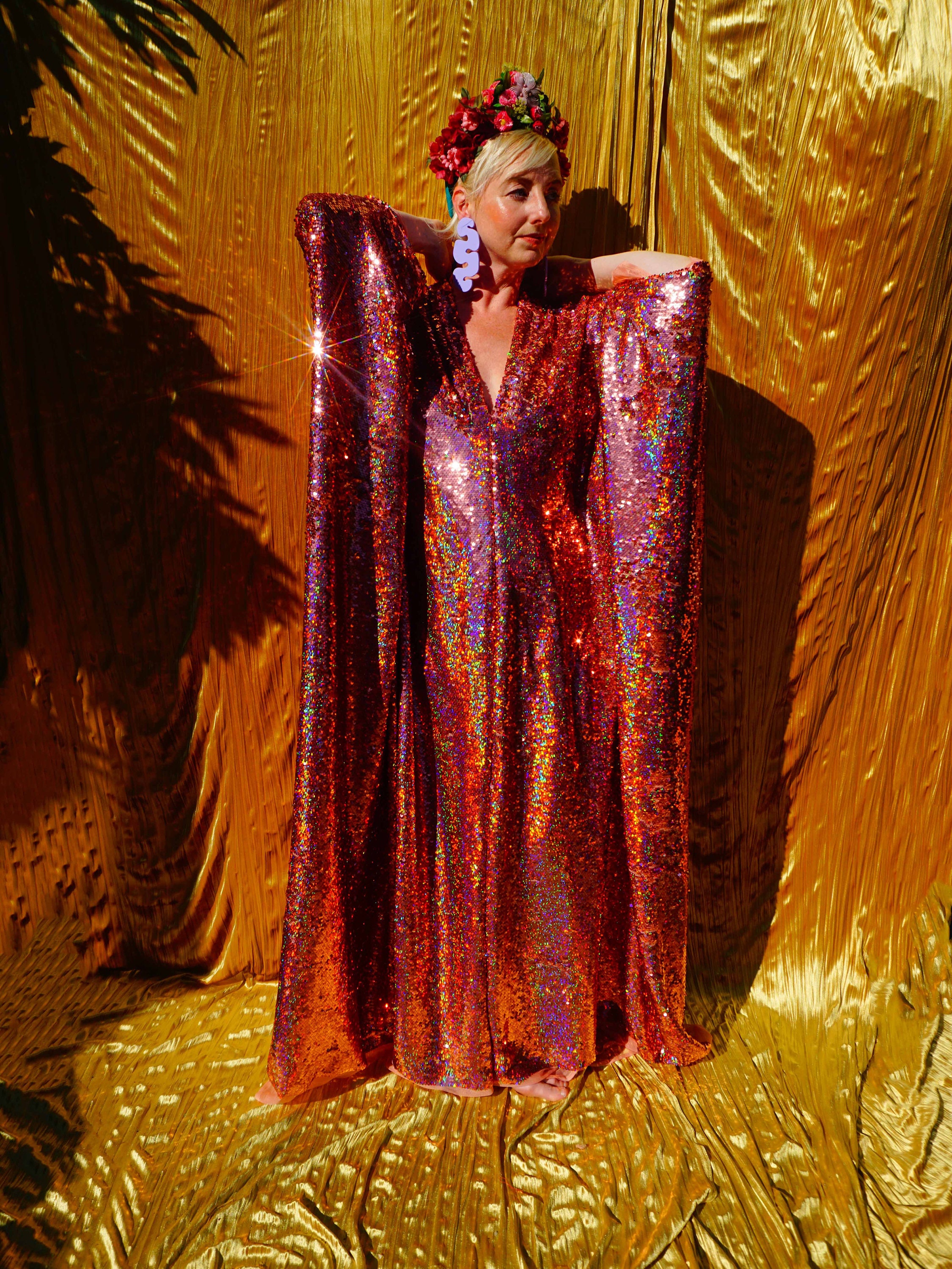 sequin kaftan dress FLORAL RIBBON & SEQUIN EMBROIDERED KAFTAN DRESS dash and dot