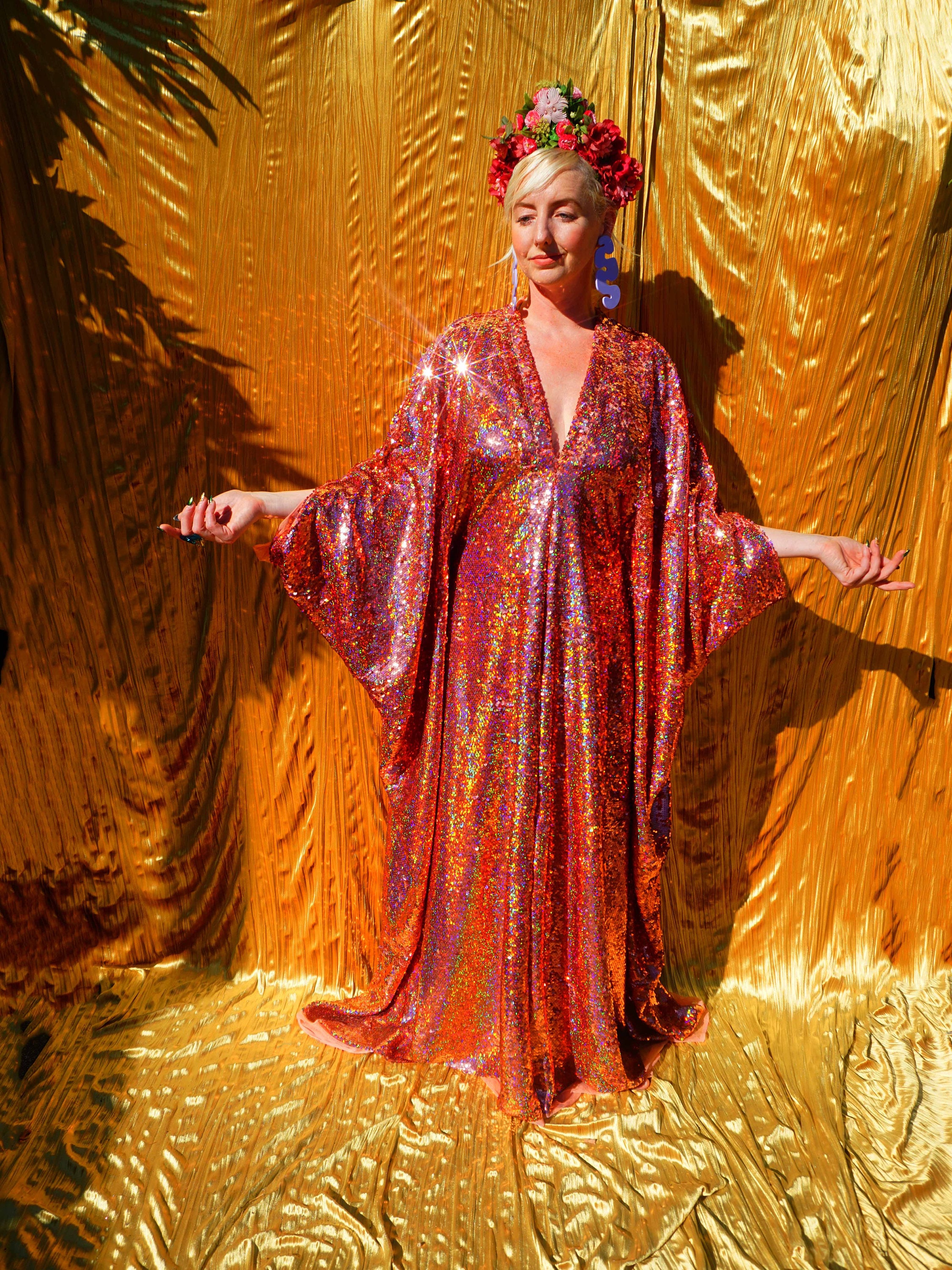 sequin caftan dress Gunmetal Sequin Caftan Kaftan Dress by Jennafer Grace