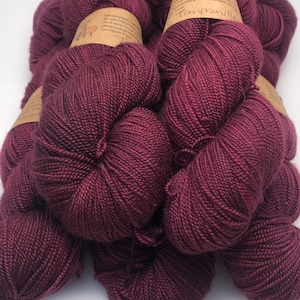 Merino Silk Fingering Weight Yarn, Tempranillo, Tonal Yarn, Hand Dyed Yarn, Free Shipping