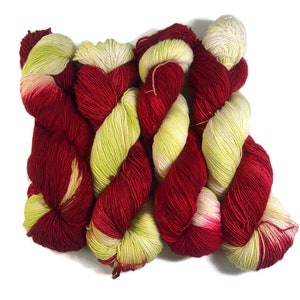 Single Ply SW Merino Fingering Weight Yarn, Apple Orchard, Hand Dyed Yarn, Free Shipping