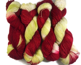 Single Ply SW Merino Fingering Weight Yarn, Apple Orchard, Hand Dyed Yarn, Free Shipping