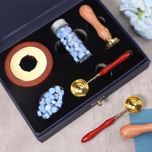WAX SEAL KIT, Custom wax seal stamp kit for wedding invitation, Initial wax seal stamp custom for gift, Personalized Wax Seal