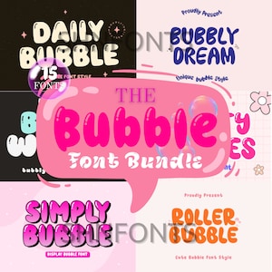 Paquete de fuentes Bubble / Fuentes Bubbly / Fuentes manuscritas / Fuentes Procreate / Fuentes Canva / Paquete de fuentes