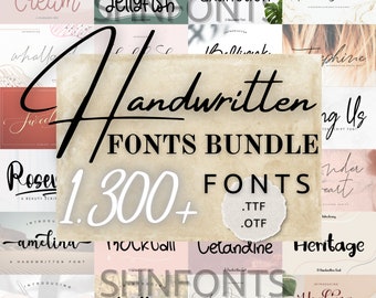 Handwritten Font Bundle | Calligraphy Fonts | Handwritten Fonts | Procreate Fonts | Canva Fonts | Font Bundle