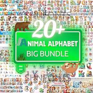 Paquete de alfabeto de animales / Paquete de imágenes prediseñadas / Imágenes prediseñadas de animales / Imágenes prediseñadas del alfabeto / Alfabeto de Canva / Alfabeto de acuarela