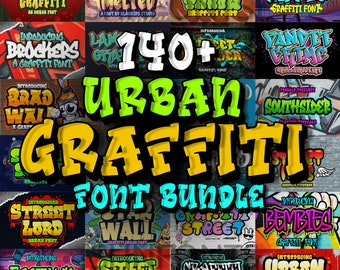Graffiti Schrift Bundle | Graffiti-Schriftarten | Graffiti Designs | Schriftarten-Bundle | Graffiti-Buchstaben | Schriftpaket