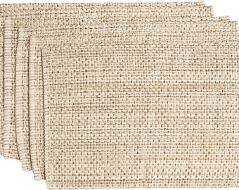 Ensemble de sets de table en coton tissé bicolore, 100 % coton, rectangle, lot de 4