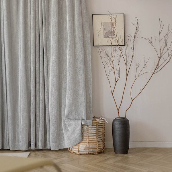 texture gray faux linen extra wide curtain,8colors, Rod pocket, Curtains For Living Room,window treatment, custom curtains,Farmhouse Decor