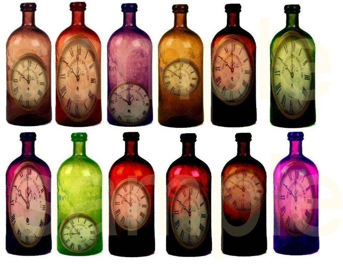 Time in a Bottle....antique Bottles With Clocks Etsy
