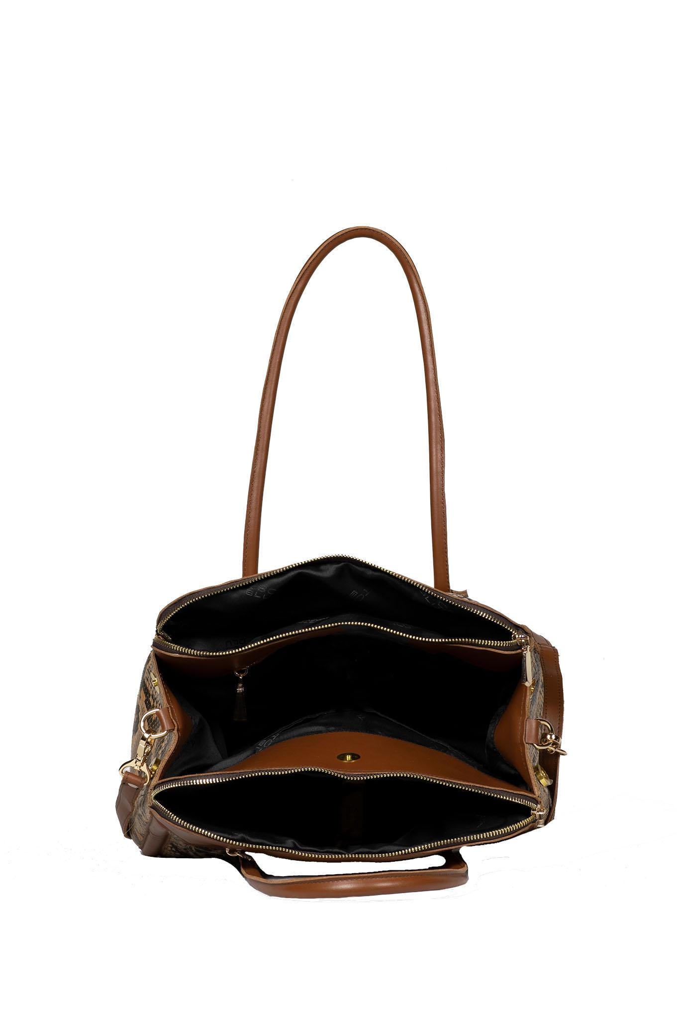 Elegant Brown Snakeskin Women\'s Bag Brown Snakeskin Bag - Etsy main image 3