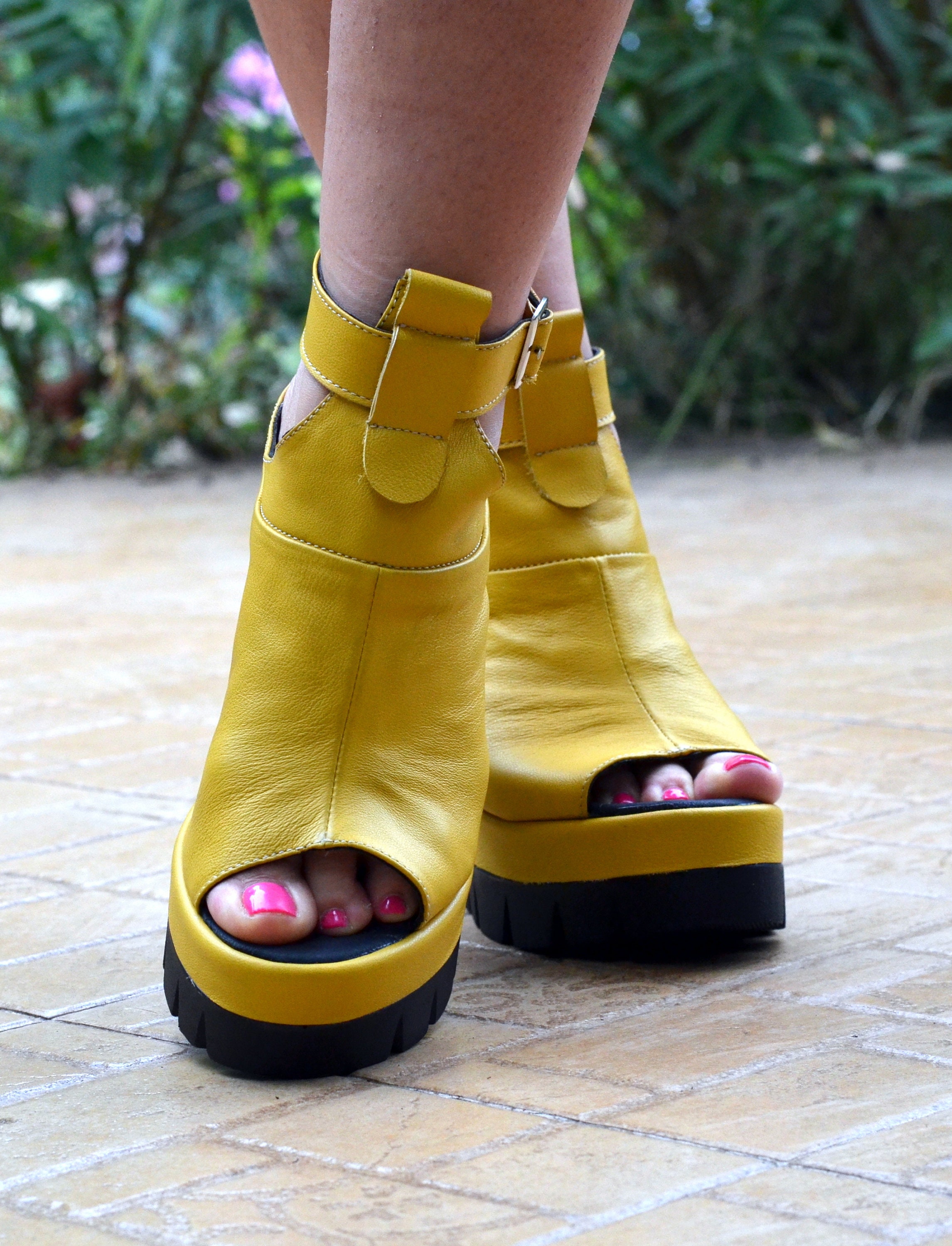 Handmade Leather Platform Sandals – Custom Wedge Summer