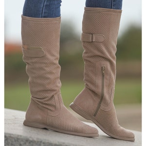 Elegante stedelijke leren cowgirl-laarzen, extravagante leren zomerlaarzen, gladiatorleren laarzen voor dames, handgemaakte gotische sandalenlaarzen