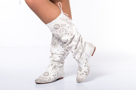 Perforated Summer Boots for Women Extravagant Leather Summer Boots Handcrafted Gladiator Leather Boots Elegant Urban Gothic Cowgirl Shoes Etsy