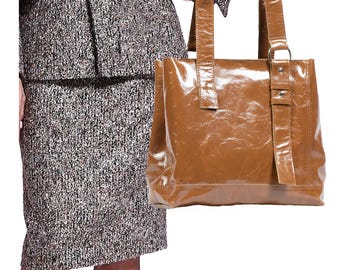 Sac à bandoulière en cuir marron fait main : fourre-tout en cuir véritable