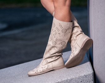 Leather Gladiator Boots: Handcrafted Summer Cowgirl Shoes