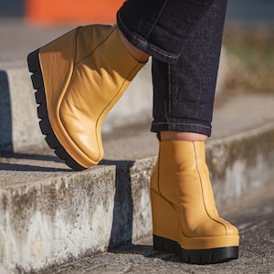 Yellow Platform Boots - Etsy