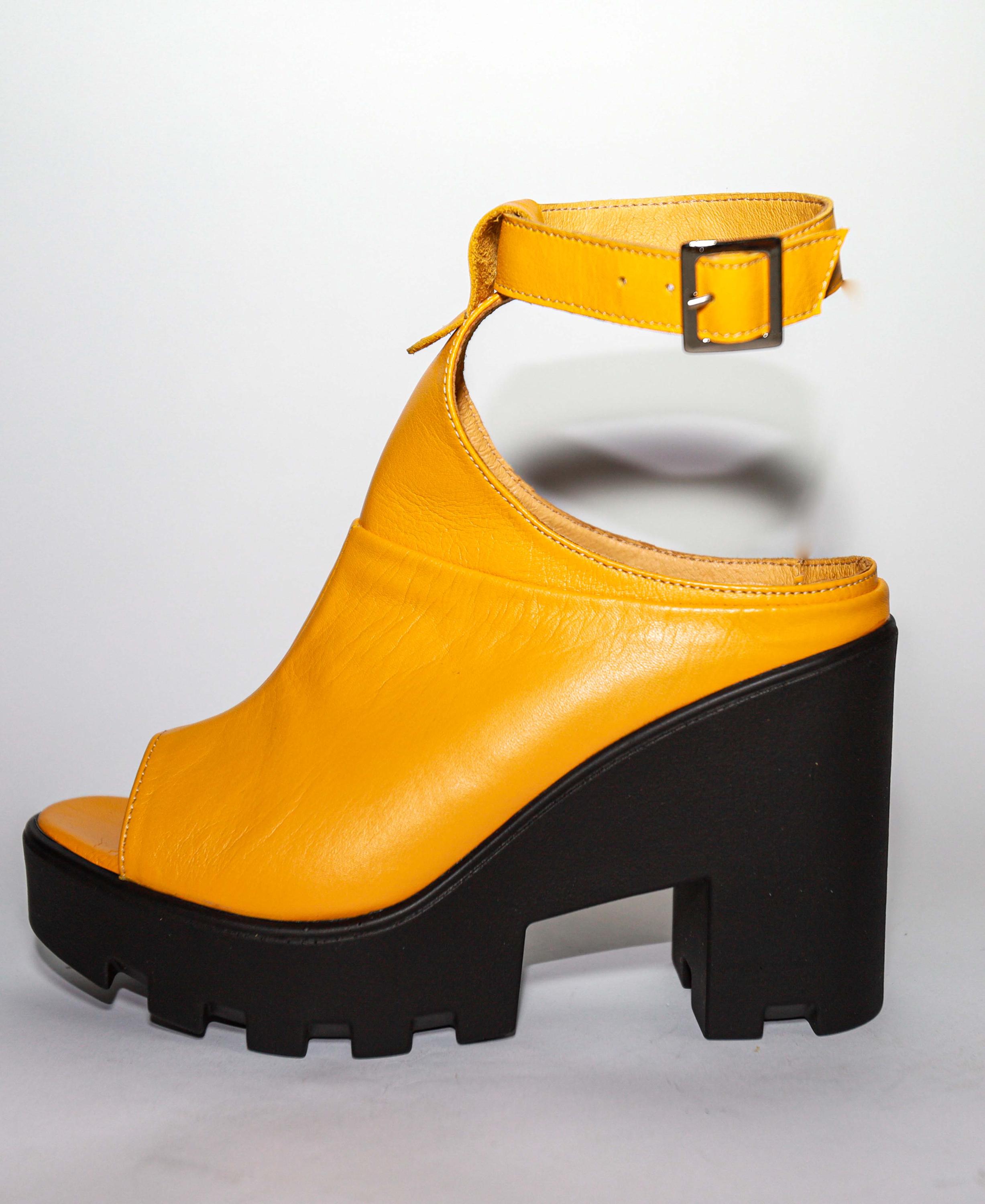 Yellow Leather Platform Clog Sandals: Grunge Punk Shoes - Etsy