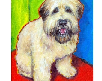 Dogs, Dog Art, Terriers, Wheaten Terrier, Dog Art Print from original Painting by Dottie Dracos, Wheatie, Bright, 8x10" Print