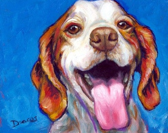 Brittany Spaniel, Dogs, French Brittany, Bird Dog, American Brittany, Pointing Dog, Dog Art,  from Painting by Dottie Dracos, 11x14 & Up