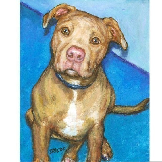 apt udlejeren I fare Dogs Pit Bull Dog Art Print of Original Painting by Dottie - Etsy