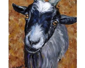 Goats, Goat Art, Pygmy Goat, Farm Art, Print of Painting by Dottie Dracos, Little Pygmy Goat on the Farm, Kids, Contemporary Farm, 8x10"