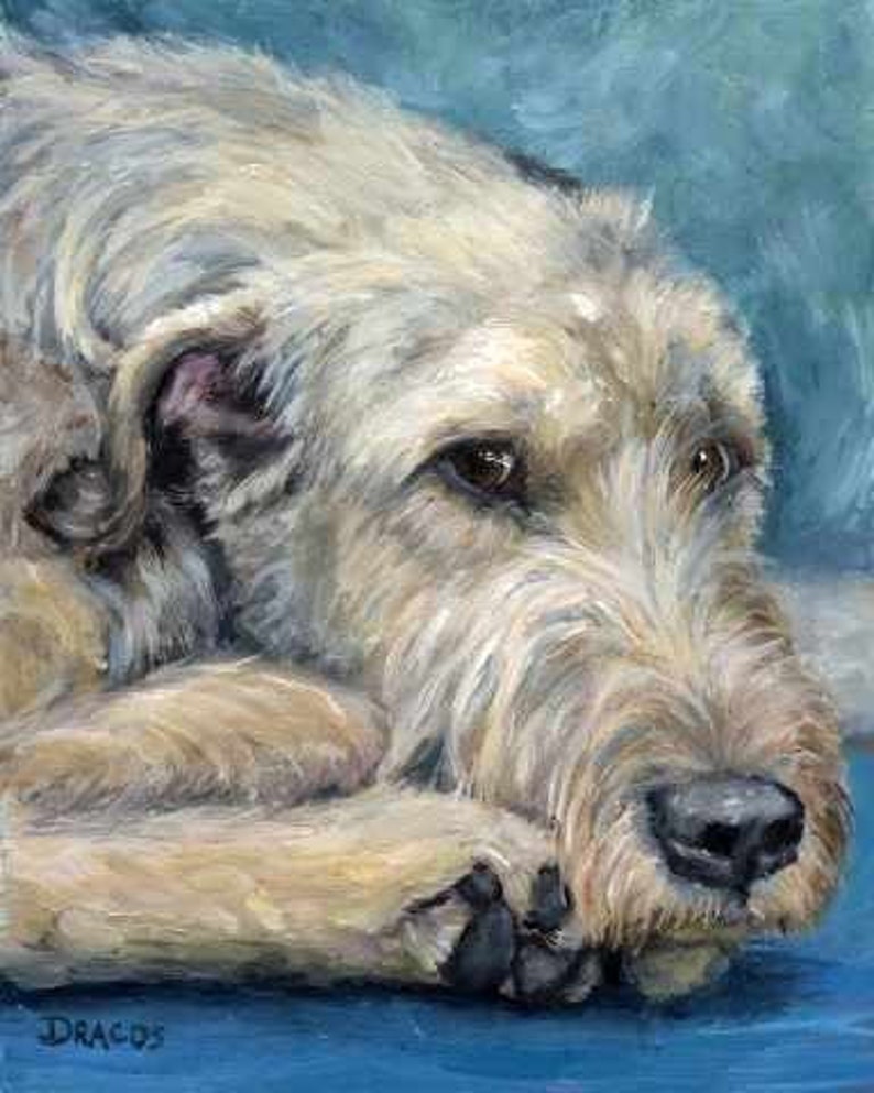 Irish Wolfhound, Dogs, Dog Art,Wolfhound Art Print, Dottie Dracos, Hunting Dog, Huge Dog,Irish Wolfhound Art, Big Dog, Wolfhound, 8x10 Print image 1