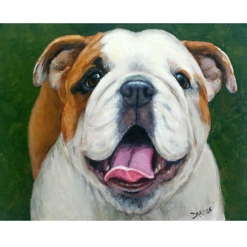 English Bulldog Dog Art Print Original Painting by Dottie Etsy