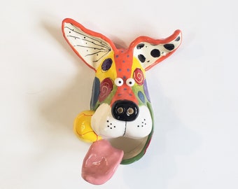 Dogs, Dog Art, Ceramic Dog, Dog Face, Dog Sculpture, Vet Gift, Dog Lover, Bathroom, Modern Dog, Kitchen Art, Dog Mask, Fun Dog Art, MDMBa