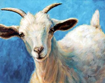 Cashmere Goat Farm Art print, Goat Art by Dottie Dracos, Baby Cashmere Goat, Farm, Farm Animal Art, Goat Painting, Kashmir goat, 8x10"