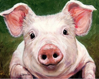 Pigs, Pig Art, by Dottie Dracos, Piglet, Baby Pig, Kitchen Art, Children Art, Modern Farm, Contemporary Farm, City Farm Art, Various Sizes