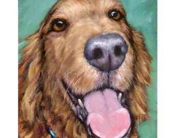 Irish Setter, Dog Art Print, by Dottie Dracos, Dog Painting, Setter art, Hunting Red Setter, Red Dog, Dogs, Dog art, Dog print 8x10"
