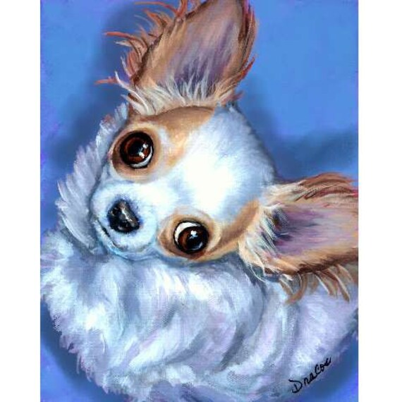 Chihuahua Art Print Painting By Dottie Dracos Longhaired Etsy