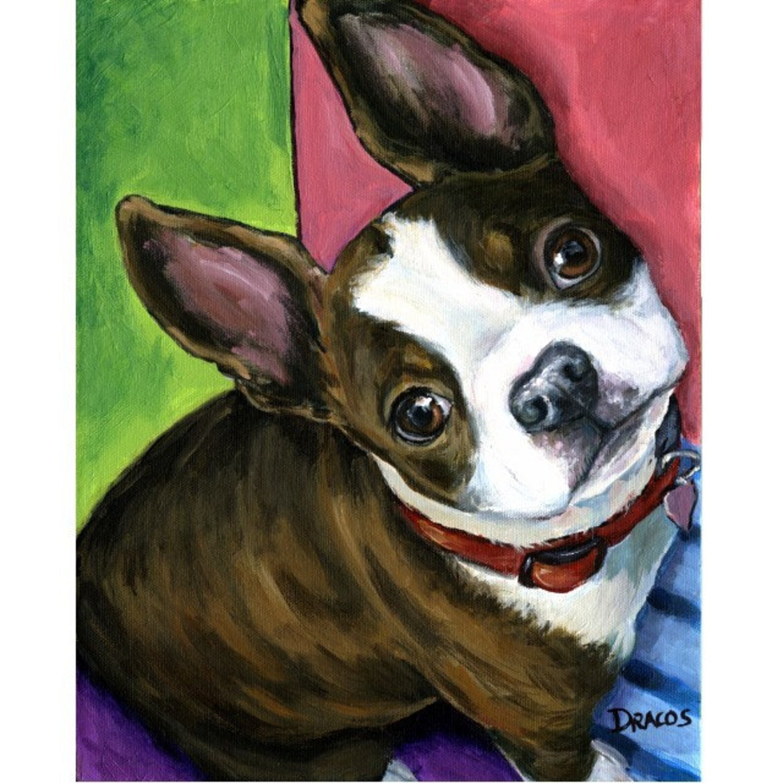 Boston Terrier Dog Art Print of Original Painting by Dottie Etsy
