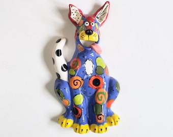 Dogs, Dog Art, Ceramic Dog, Wall Dog, Sitting Wall Dog, Vet Gift, Dog Lover, Entry Art, Kids Room,Modern Dog, Kitchen Art, Fun Dog Art WSDog