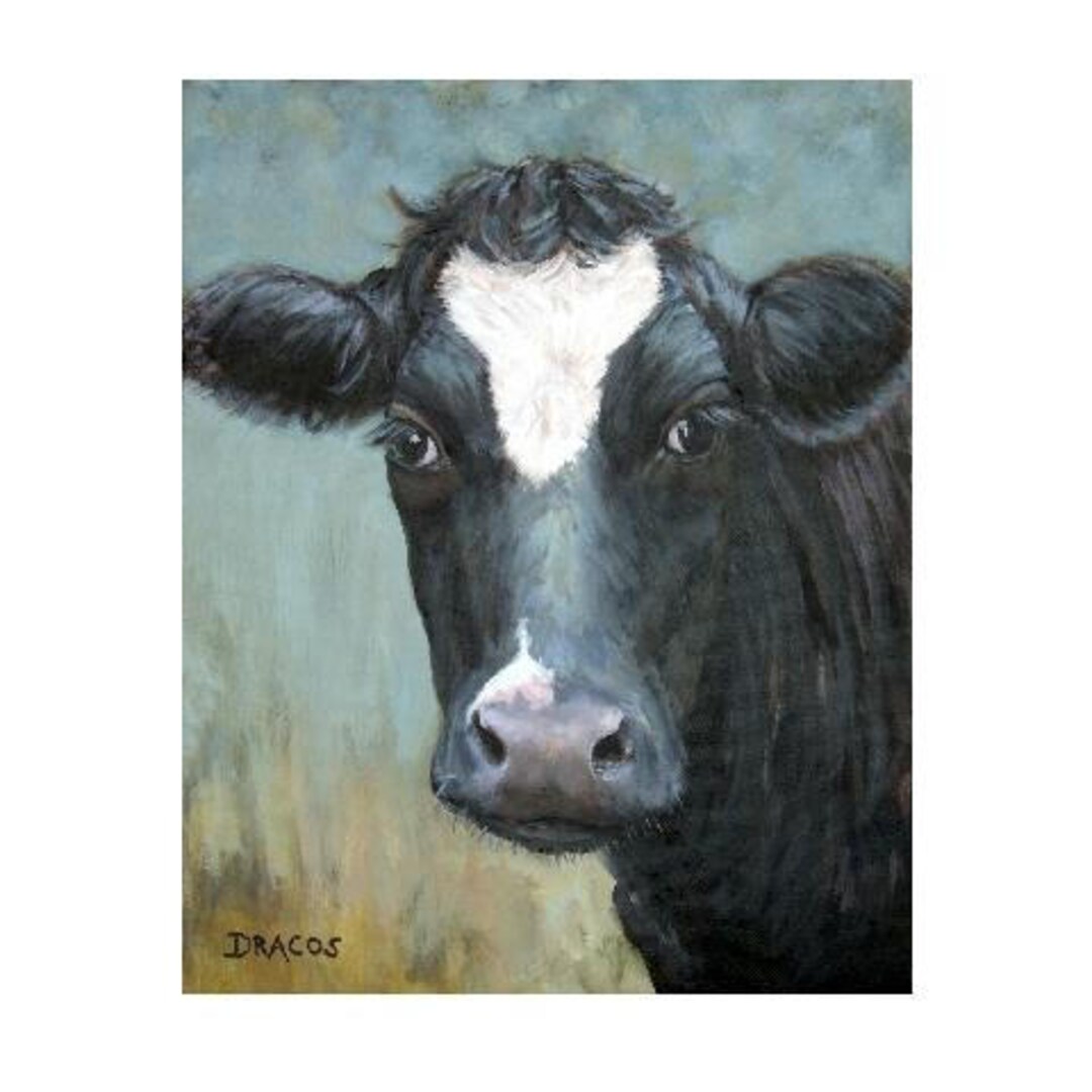Black Cow, Farm Animal, Art Print by Dottie Dracos, Farm Animals ...