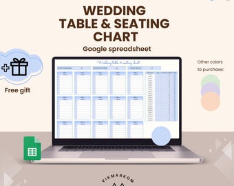 Wedding Seating Chart Template | Wedding seating and table plan | Guest Planning Spreadsheet Seating Chart for Wedding Planning | Digital