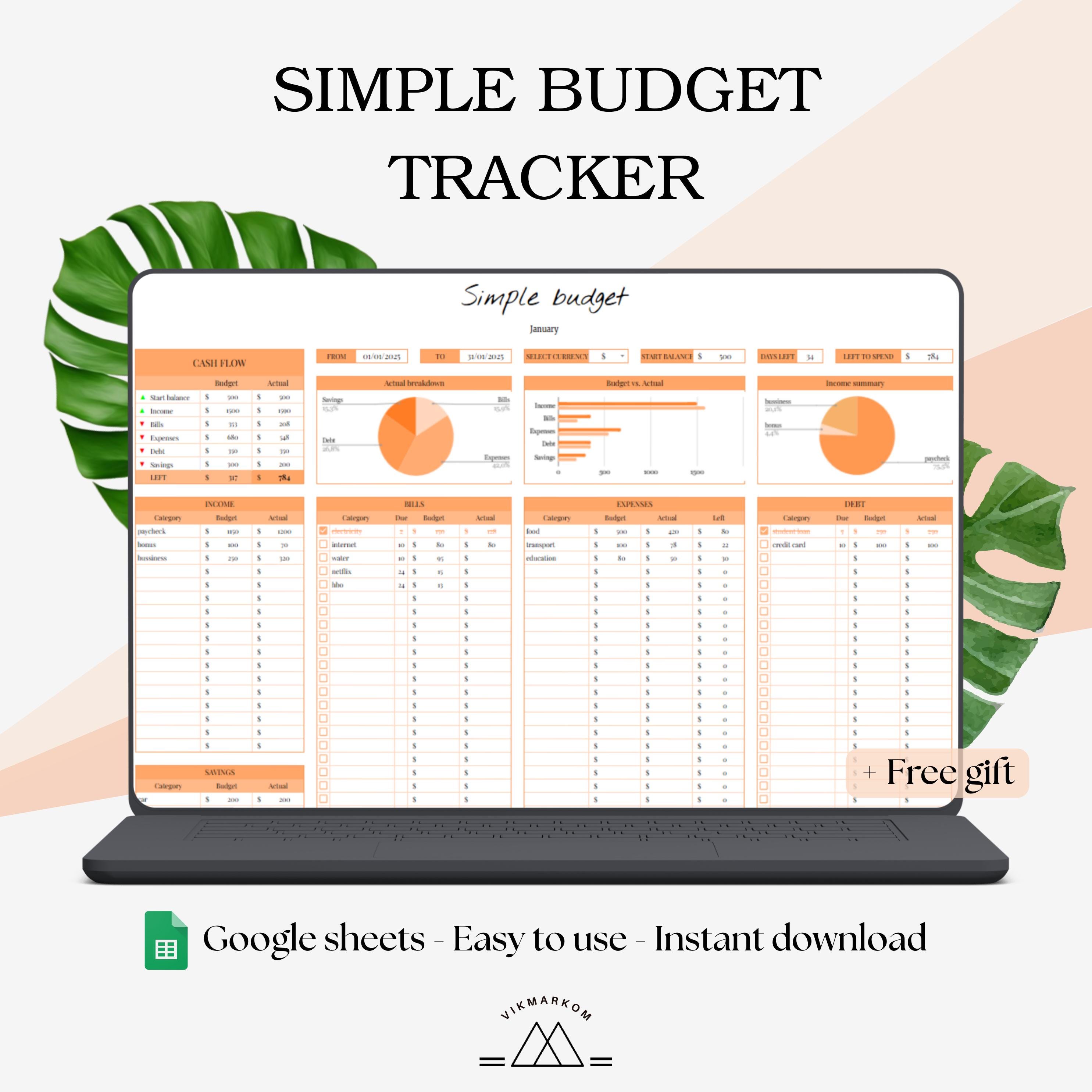 Simple Budget Spreadsheet | Monthly & Weekly Budget Planner | Paycheck ...