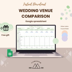 Venue Vergleichende Tabelle für die Hochzeitsplanung | Google Sheets Hochzeitsplaner | Digitaler Hochzeitsort-Wähler | Sofort Download