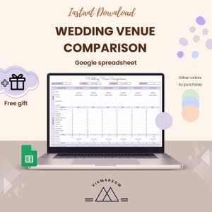結婚式会場比較スプレッドシート | ウェディング プランナー デジタル ダウンロード | 会場比較ツール Google スプレッドシート | ウェディング プランニング オーガナイザー