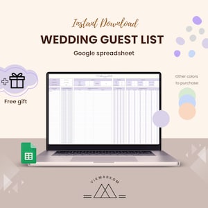 Digital Guest List for Wedding Event | Wedding Guest List Tracker | Wedding Planner & Guest List Template RSVP